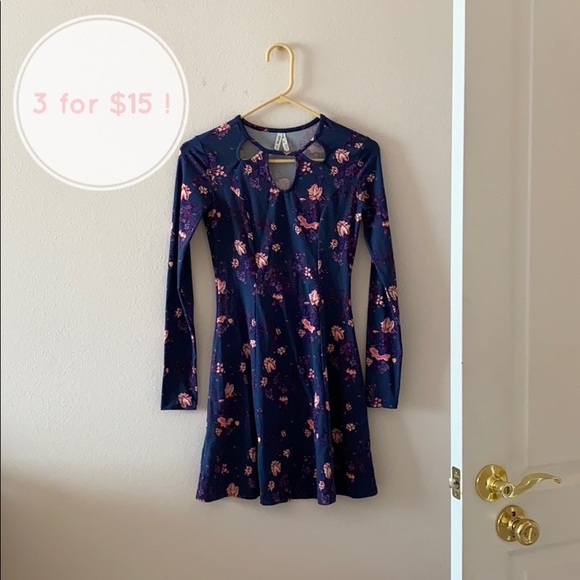 Long Sleeve Flare Floral Dress - Picture 1 of 4